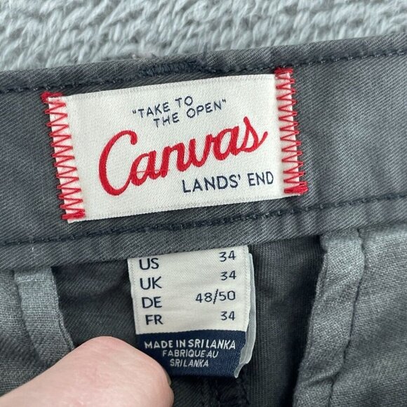 Lands End Mens Canvas Straight Leg Pants 34W 32L Dark Gray 5217 - Picture 3 of 11
